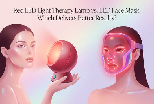 Professional header image for comparison analysis: Red LED Light Therapy Lamp vs. LED Face Mask: Which Deliv...