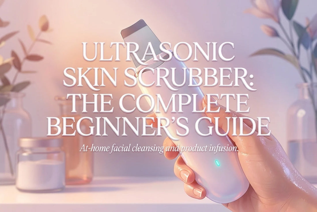 Professional header image for educational tutorial: Ultrasonic Skin Scrubber: The Complete Beginner's Guide