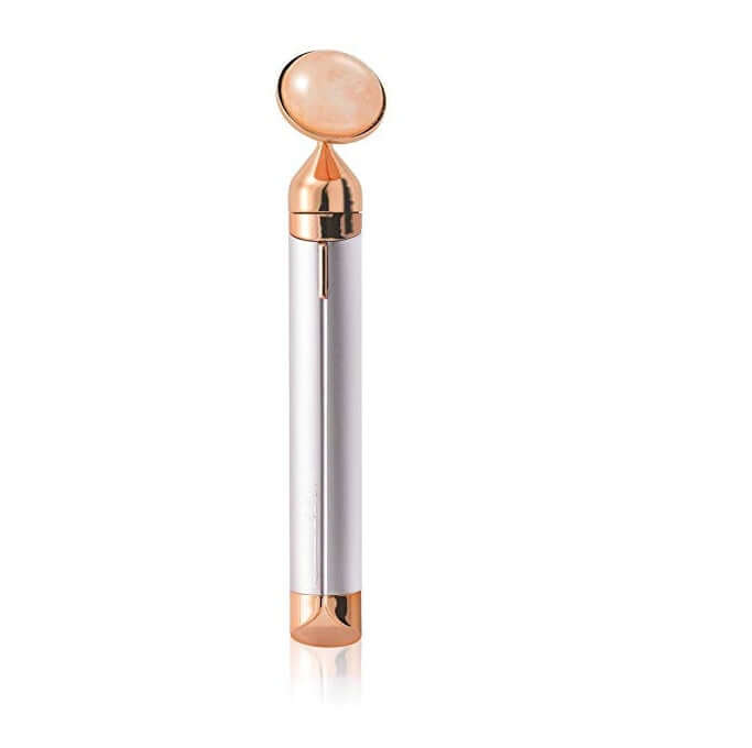 Rose Quartz Facial Massage Roller – Electric Vibrating Beauty Tool for Daily Skin Care